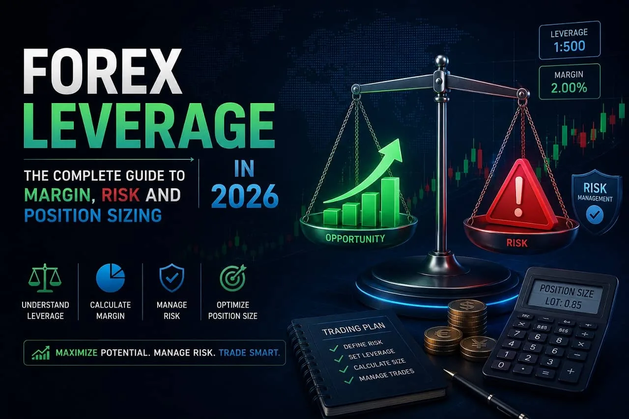 Forex leverage complete guide 2026 Trader analysing account margin and equity metrics on a professional trading terminal