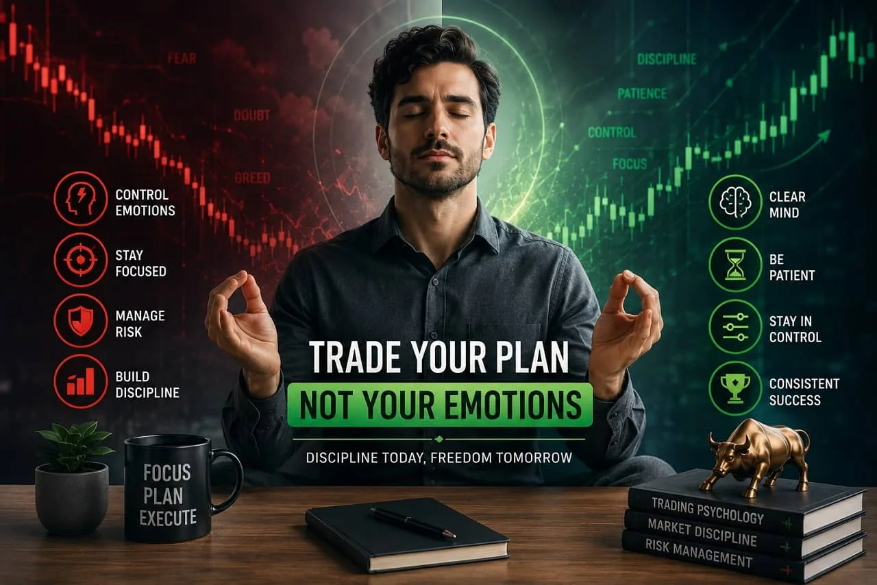 Post-loss journaling routine for consistent forex trading psychology Trader writing in a paper journal while a stopped-out trade is visible on the platform behind