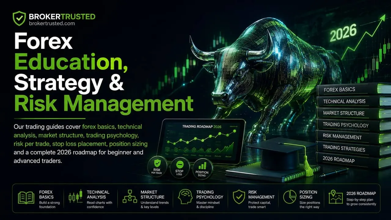 Forex Education, Strategy and Risk Management infographic